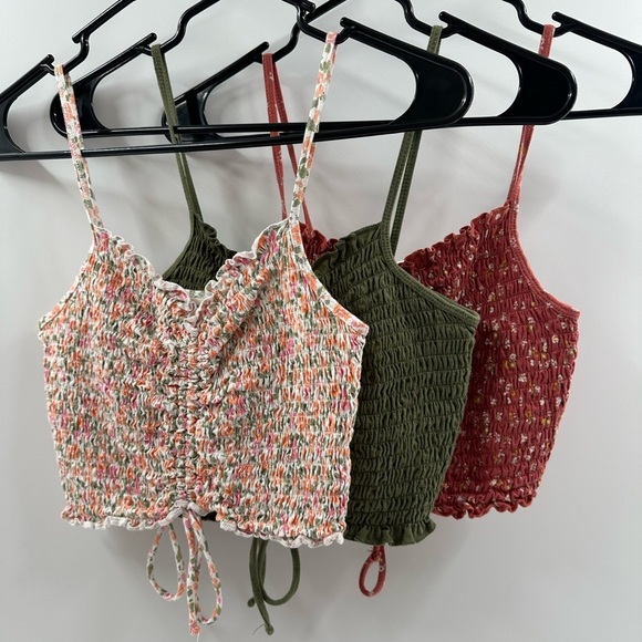 Aeropostale Tops - Aeropostale Smocked Cropped Tank Top 3-Pack – Adjustable Front Tie